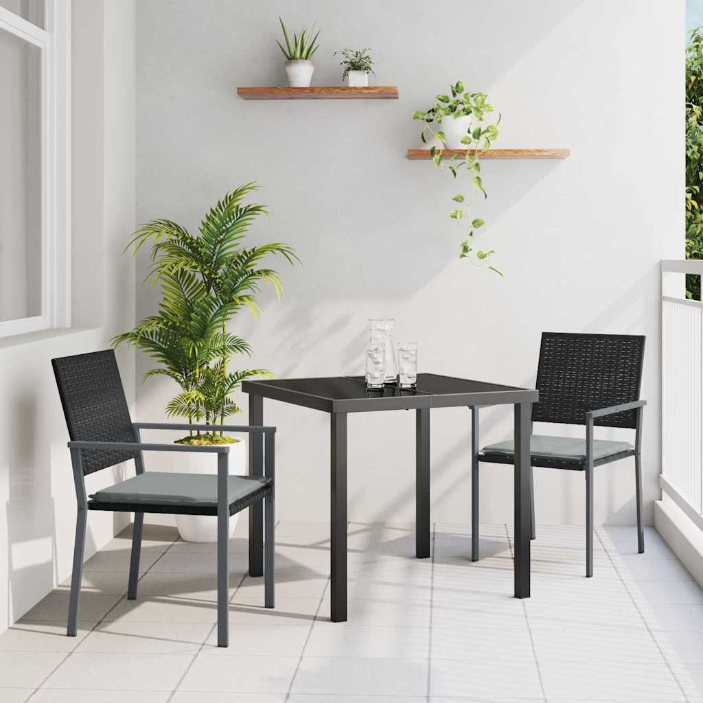 Tuin eettafelset 3 pcs Zwart en Licht Grijs PE Rattan