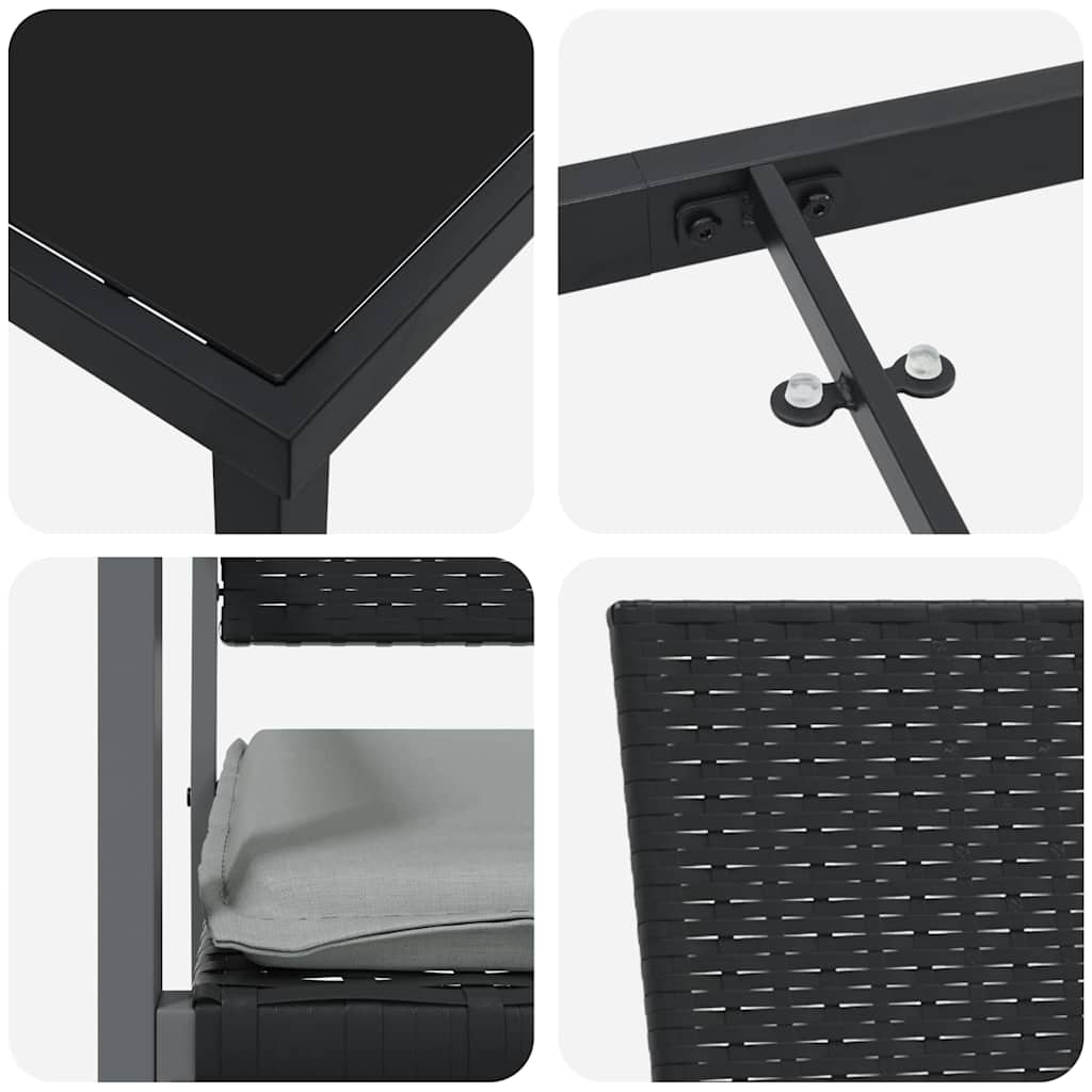 Tuin eettafelset 5 pcs Zwart en Licht Grijs PE Rattan is nu te koop bij PeponiXL, paradijselijk wonen!
