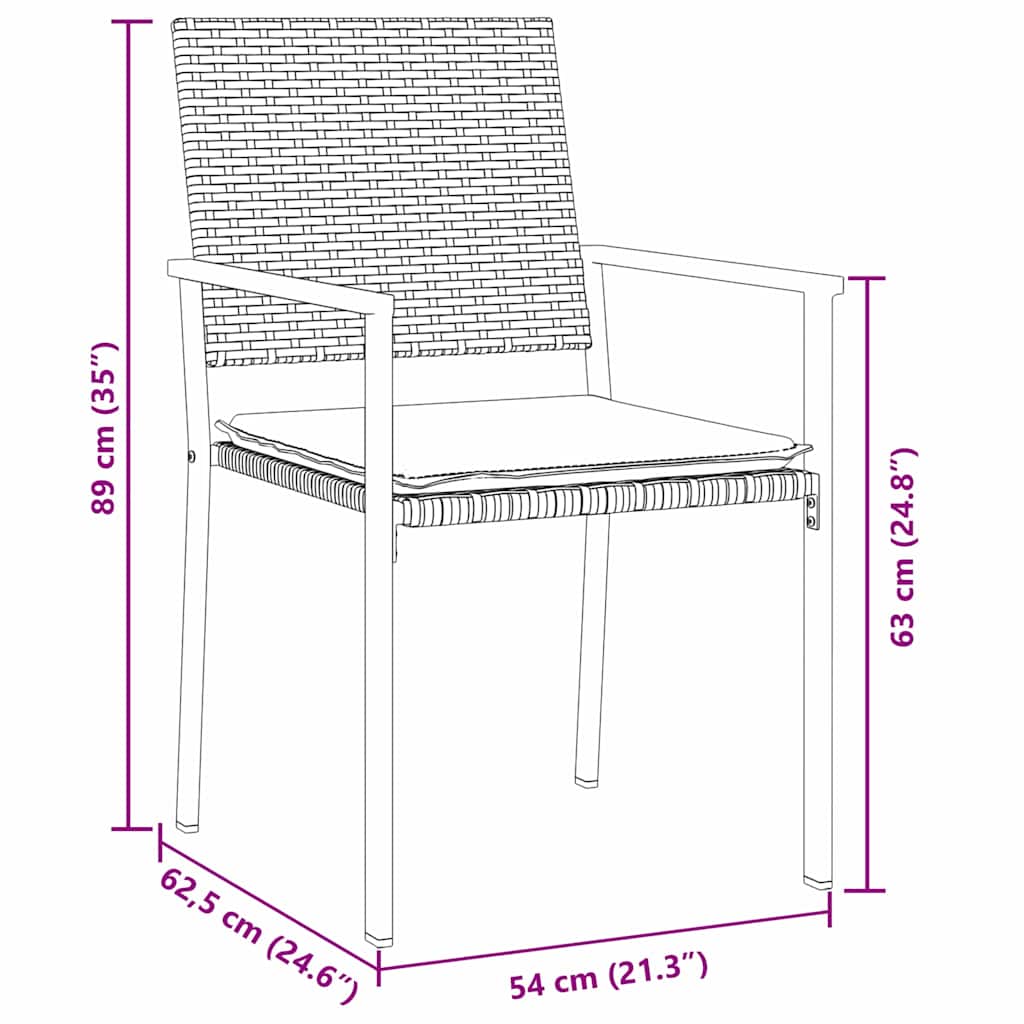 Tuin eettafelset 7 pcs Zwart en Licht Grijs PE Rattan