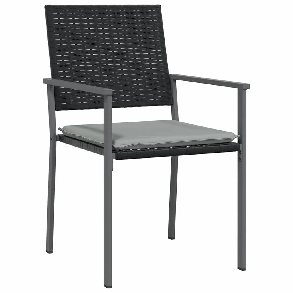 Tuin eettafelset 9 pcs Zwart en Licht Grijs PE Rattan