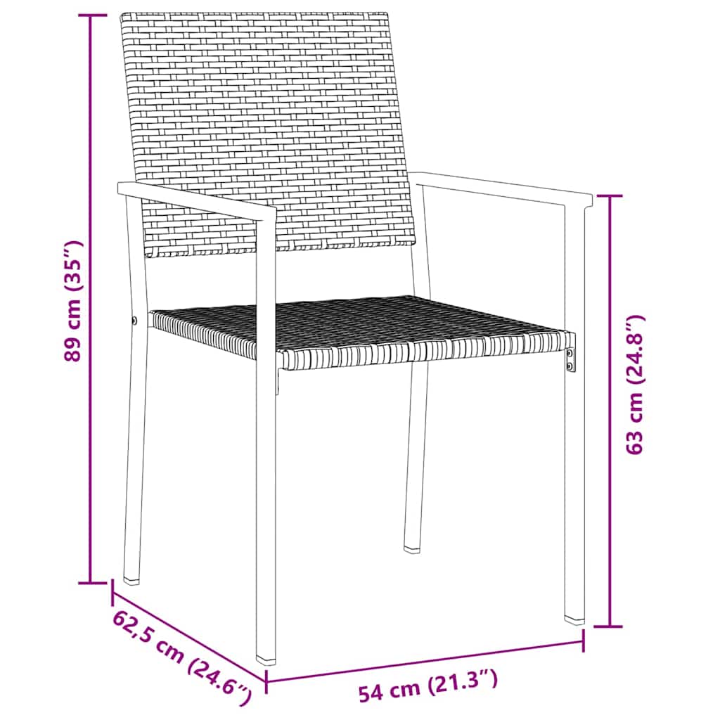 Tuin eettafelset 7 pcs Zwart PE Rattan