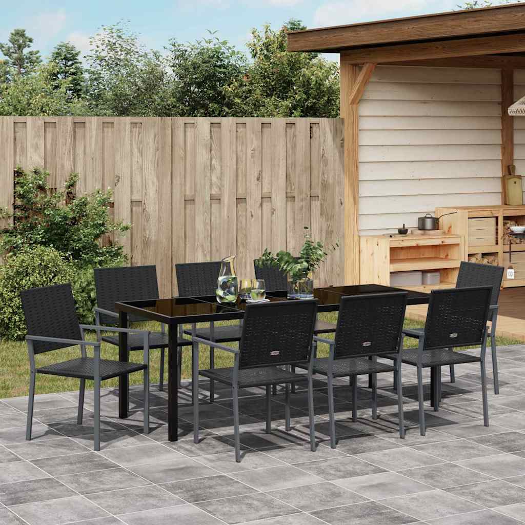 Tuin eettafelset 9 pcs Zwart PE Rattan is nu te koop bij PeponiXL, paradijselijk wonen!