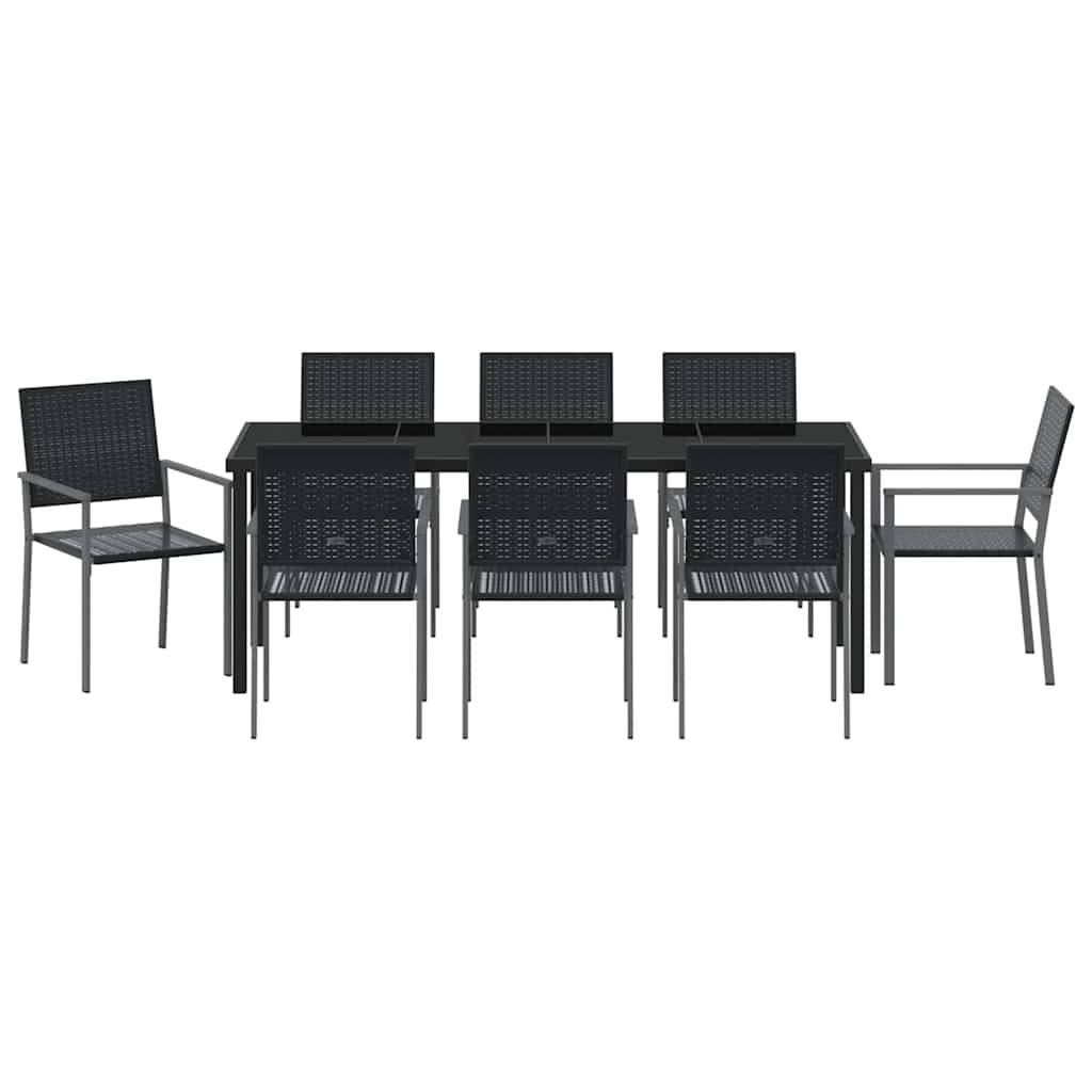 Tuin eettafelset 9 pcs Zwart PE Rattan is nu te koop bij PeponiXL, paradijselijk wonen!