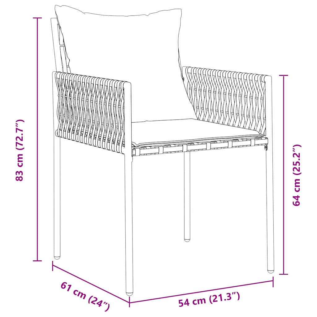 Tuin eettafelset 7 pcs Bruin en zwart PE Rattan is nu te koop bij PeponiXL, paradijselijk wonen!