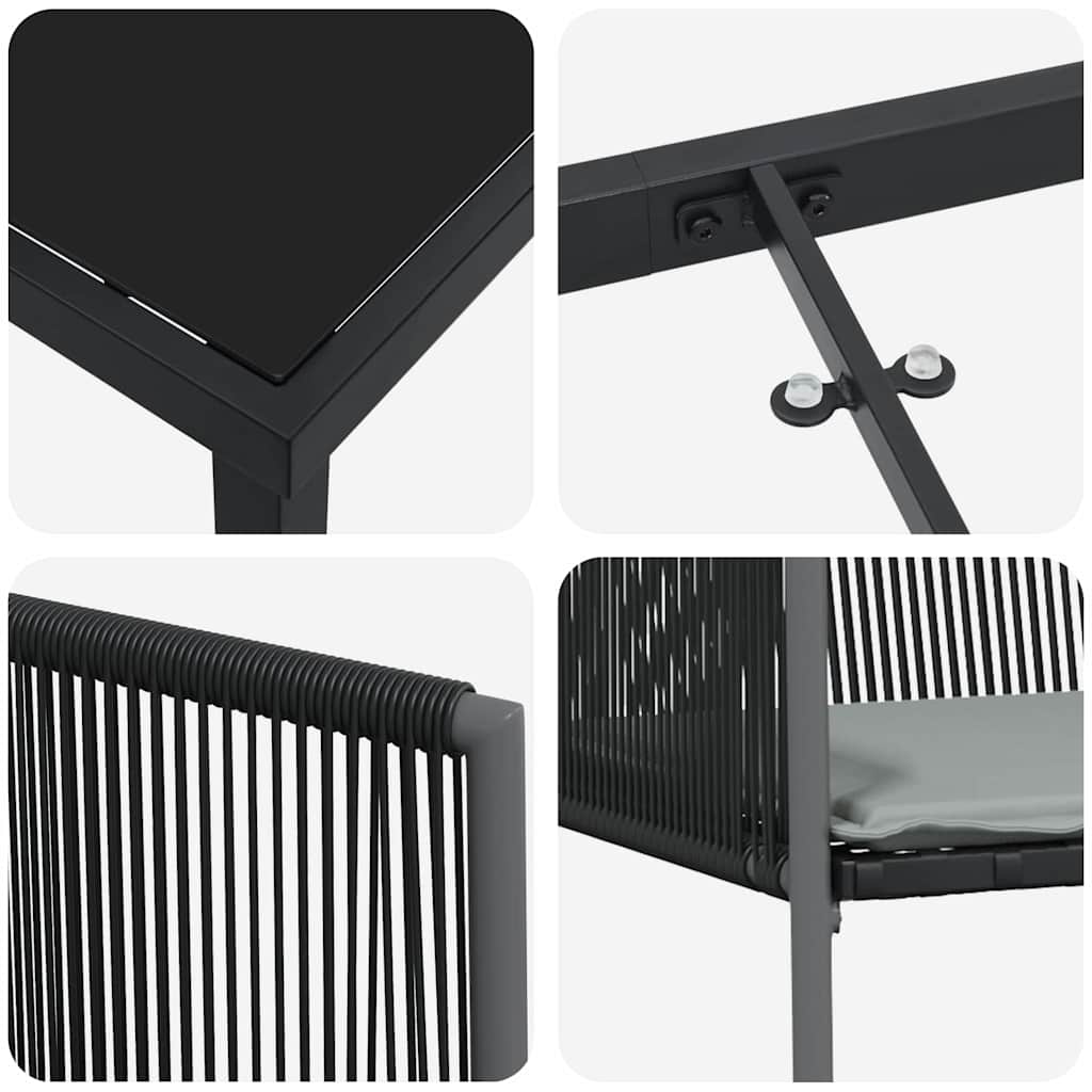 Tuin eettafelset 9 pcs Zwart PE Rattan is nu te koop bij PeponiXL, paradijselijk wonen!