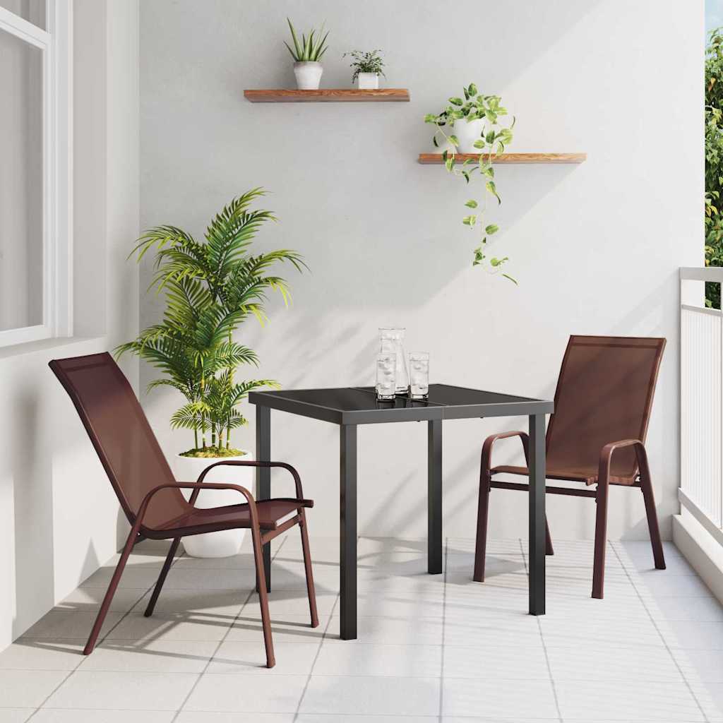 Tuin eettafelset 3 pcs Bruin en zwart Poedercoating staal is nu te koop bij PeponiXL, paradijselijk wonen!