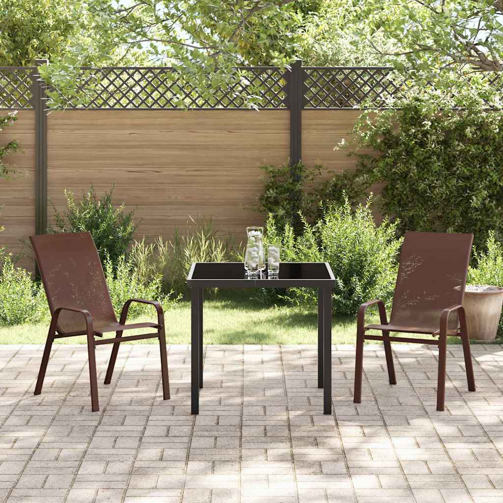 Tuin eettafelset 3 pcs Bruin en zwart Poedercoating staal is nu te koop bij PeponiXL, paradijselijk wonen!