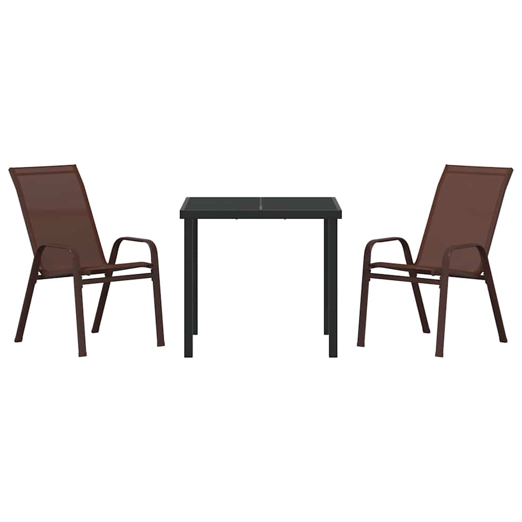 Tuin eettafelset 3 pcs Bruin en zwart Poedercoating staal is nu te koop bij PeponiXL, paradijselijk wonen!