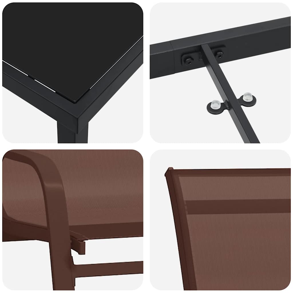 Tuin eettafelset 5 pcs Bruin en zwart Poedercoating staal is nu te koop bij PeponiXL, paradijselijk wonen!