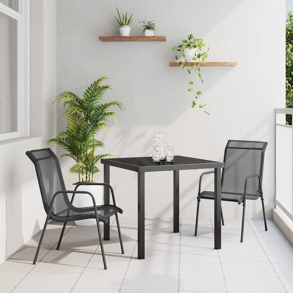 Tuin eettafelset 3 pcs Zwart Gepoedercoat staal is nu te koop bij PeponiXL, paradijselijk wonen!