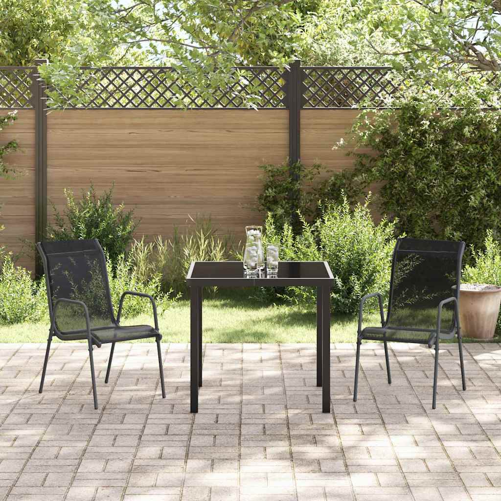 Tuin eettafelset 3 pcs Zwart Gepoedercoat staal is nu te koop bij PeponiXL, paradijselijk wonen!
