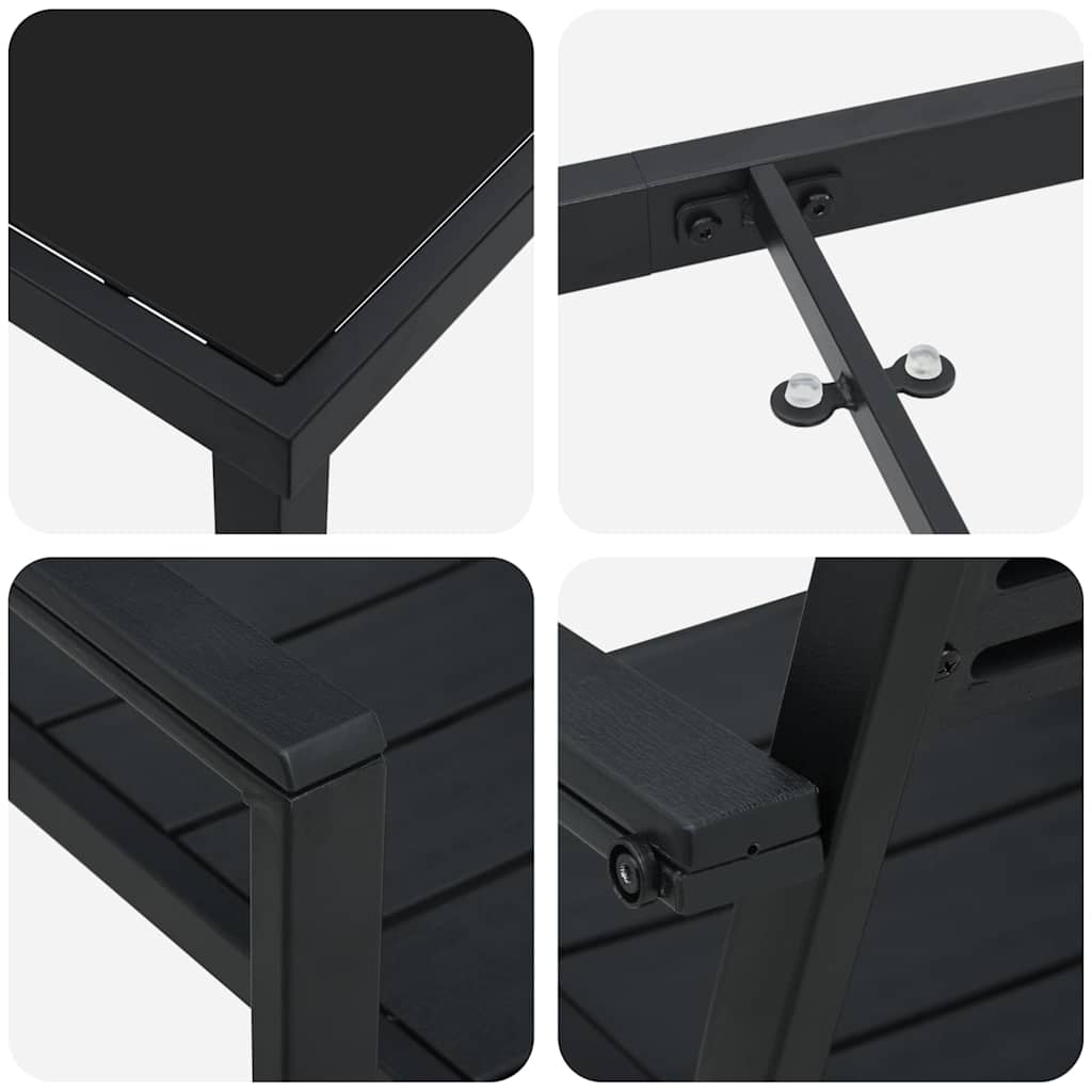 Tuin eettafelset 5 pcs Zwart Gepoedercoat staal is nu te koop bij PeponiXL, paradijselijk wonen!