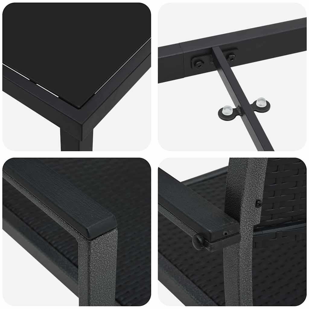 Tuin eettafelset 5 pcs Zwart Gepoedercoat staal is nu te koop bij PeponiXL, paradijselijk wonen!