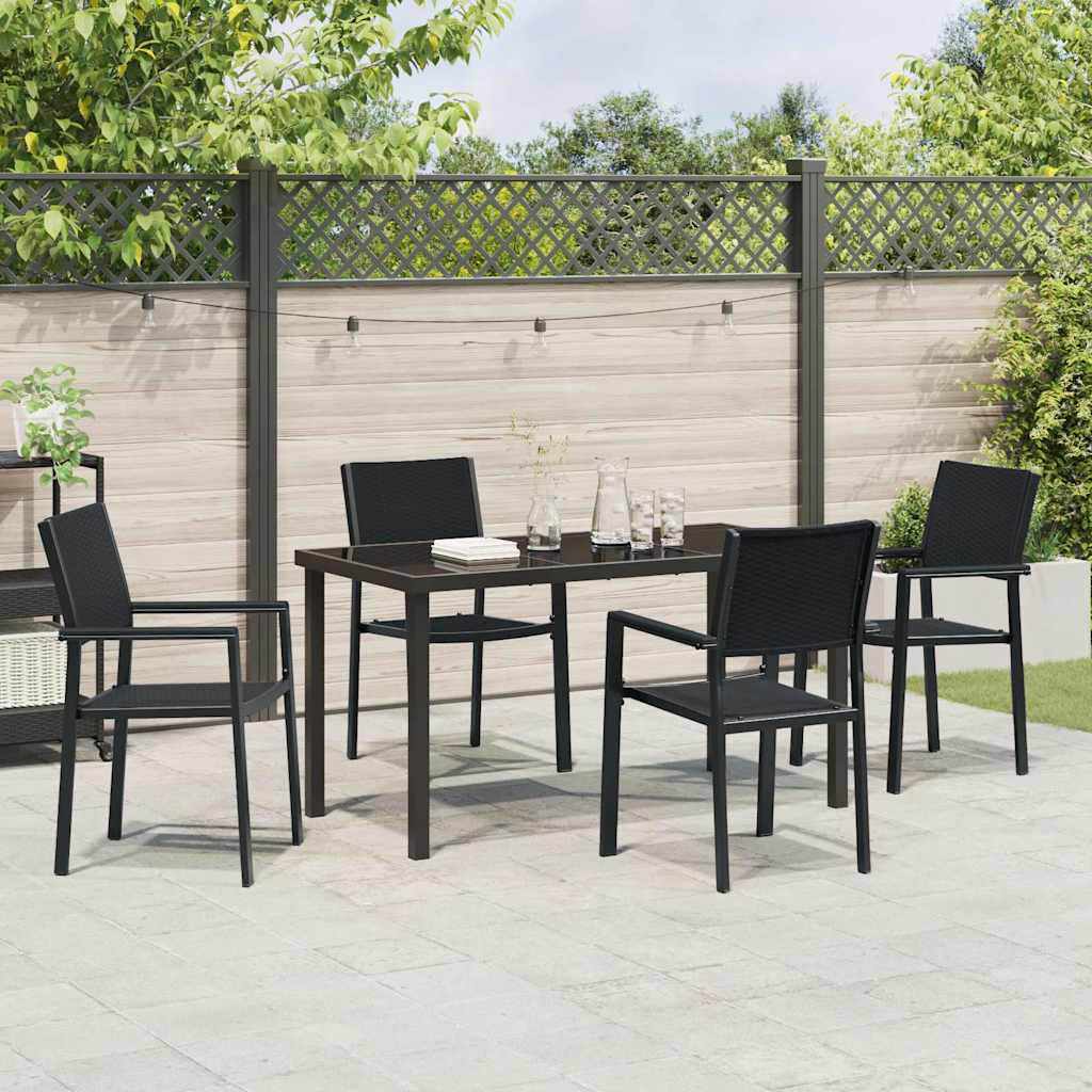 Tuin eettafelset 5 pcs Zwart Gepoedercoat staal is nu te koop bij PeponiXL, paradijselijk wonen!