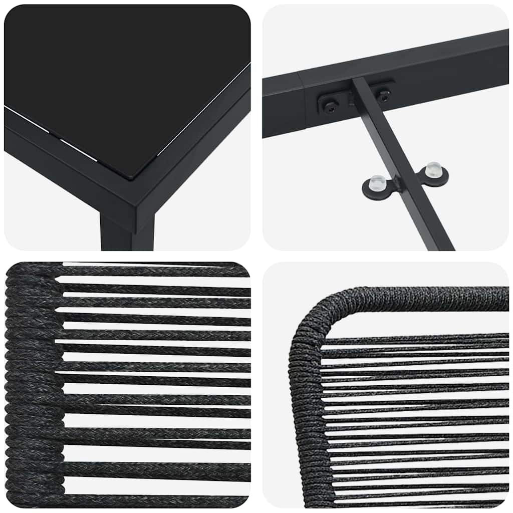 Tuin eettafelset 7 pcs Zwart Gepoedercoat staal is nu te koop bij PeponiXL, paradijselijk wonen!