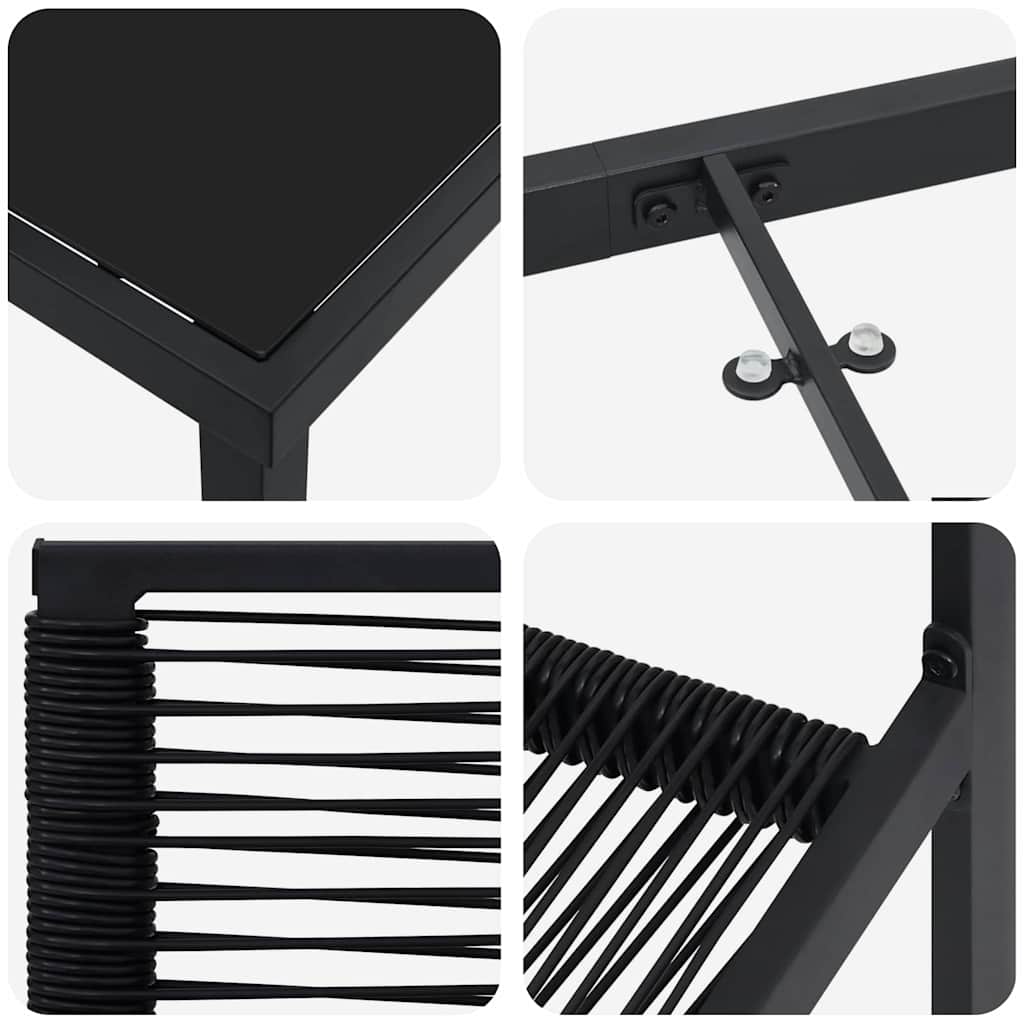 Tuin eettafelset 7 pcs Zwart Gepoedercoat staal is nu te koop bij PeponiXL, paradijselijk wonen!