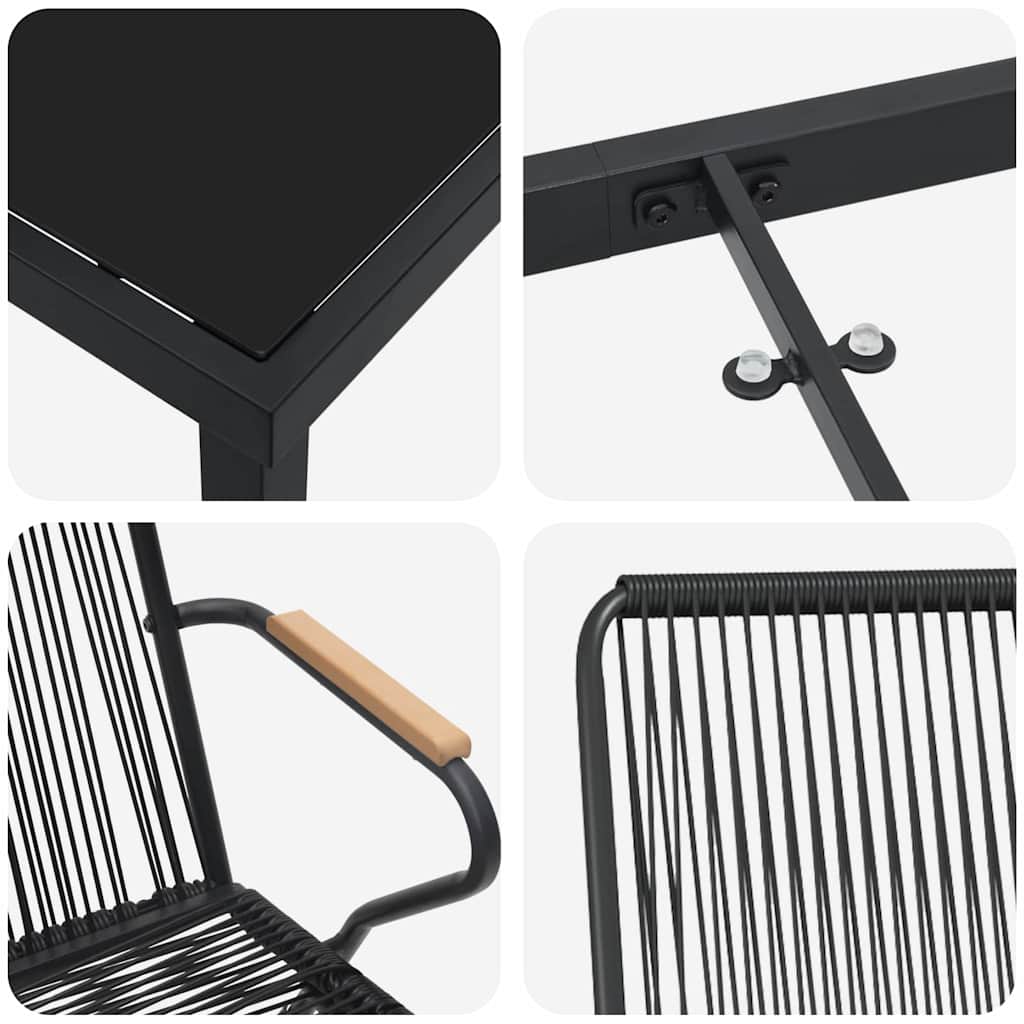 Tuin eettafelset 5 pcs Zwart Gepoedercoat staal is nu te koop bij PeponiXL, paradijselijk wonen!