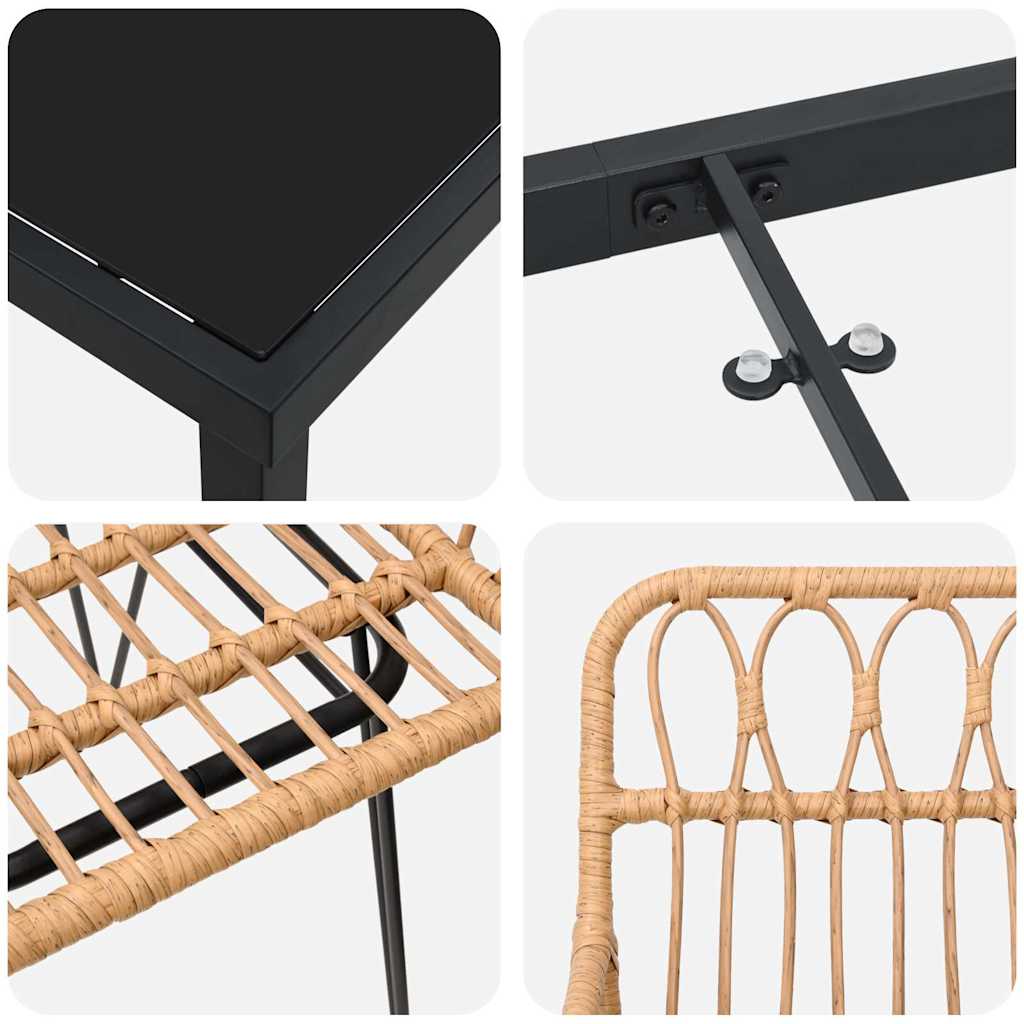 Tuin eettafelset 5 pcs Bruin Gepoedercoat staal is nu te koop bij PeponiXL, paradijselijk wonen!