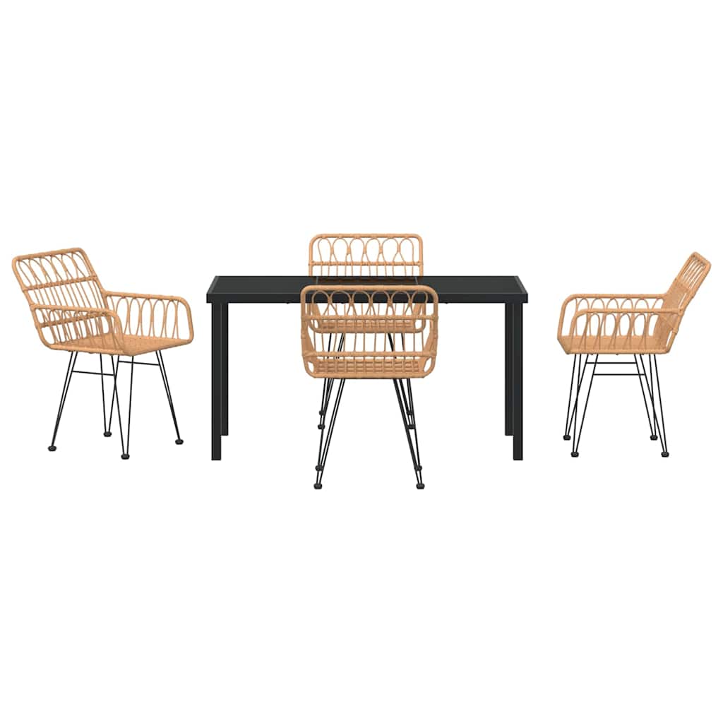 Tuin eettafelset 5 pcs Bruin Gepoedercoat staal is nu te koop bij PeponiXL, paradijselijk wonen!