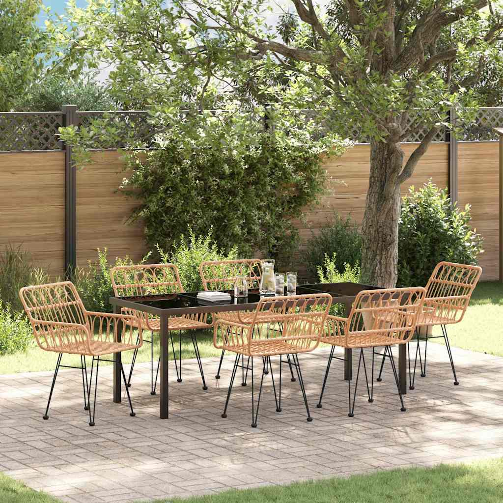 Tuin eettafelset 7 pcs Bruin Gepoedercoat staal is nu te koop bij PeponiXL, paradijselijk wonen!