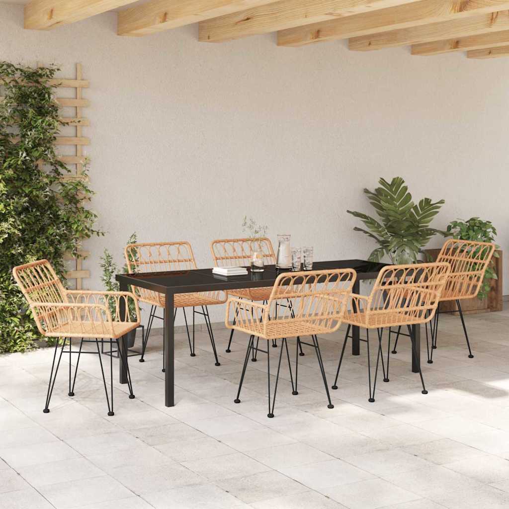 Tuin eettafelset 7 pcs Bruin Gepoedercoat staal is nu te koop bij PeponiXL, paradijselijk wonen!