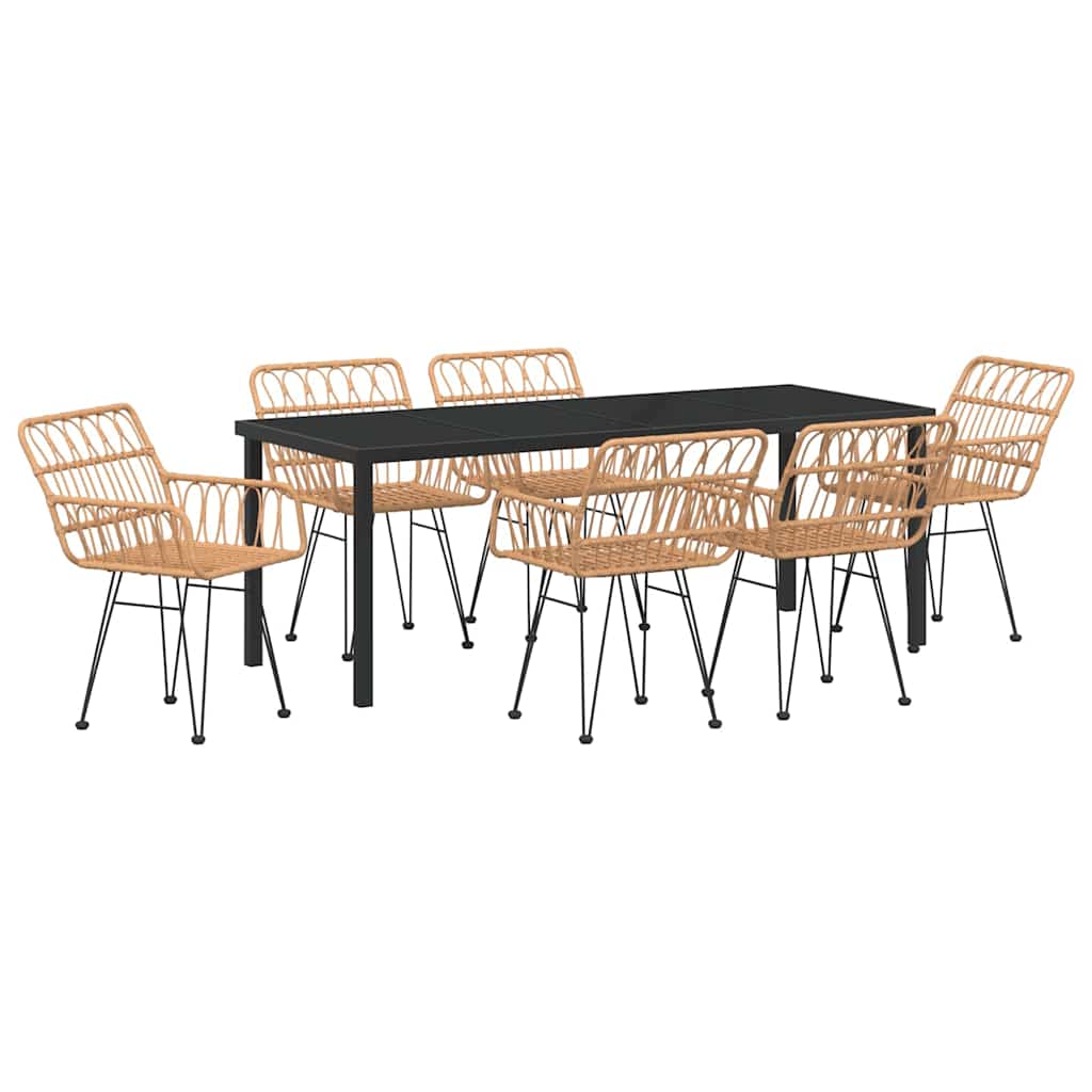 Tuin eettafelset 7 pcs Bruin Gepoedercoat staal is nu te koop bij PeponiXL, paradijselijk wonen!
