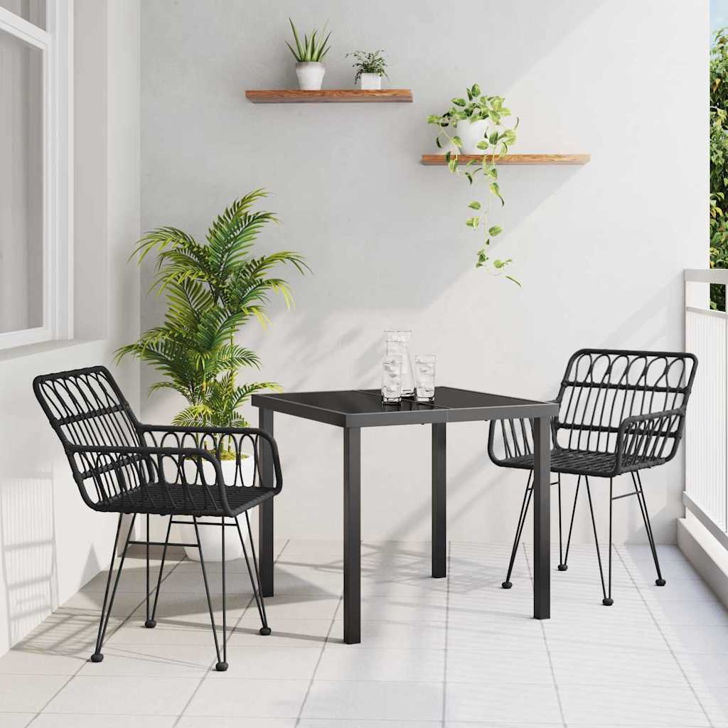 Tuin eettafelset 3 pcs Zwart Gepoedercoat staal is nu te koop bij PeponiXL, paradijselijk wonen!