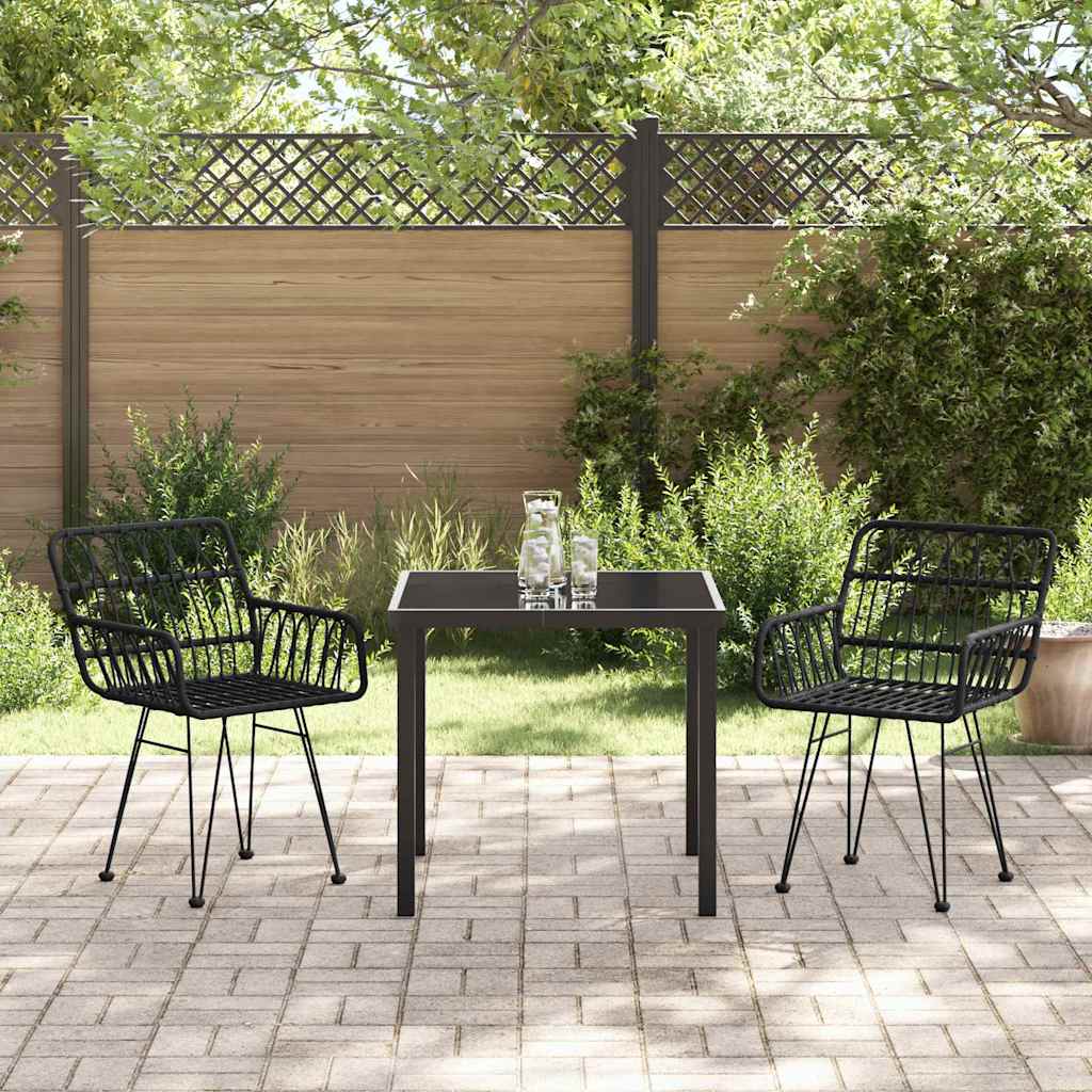 Tuin eettafelset 3 pcs Zwart Gepoedercoat staal is nu te koop bij PeponiXL, paradijselijk wonen!