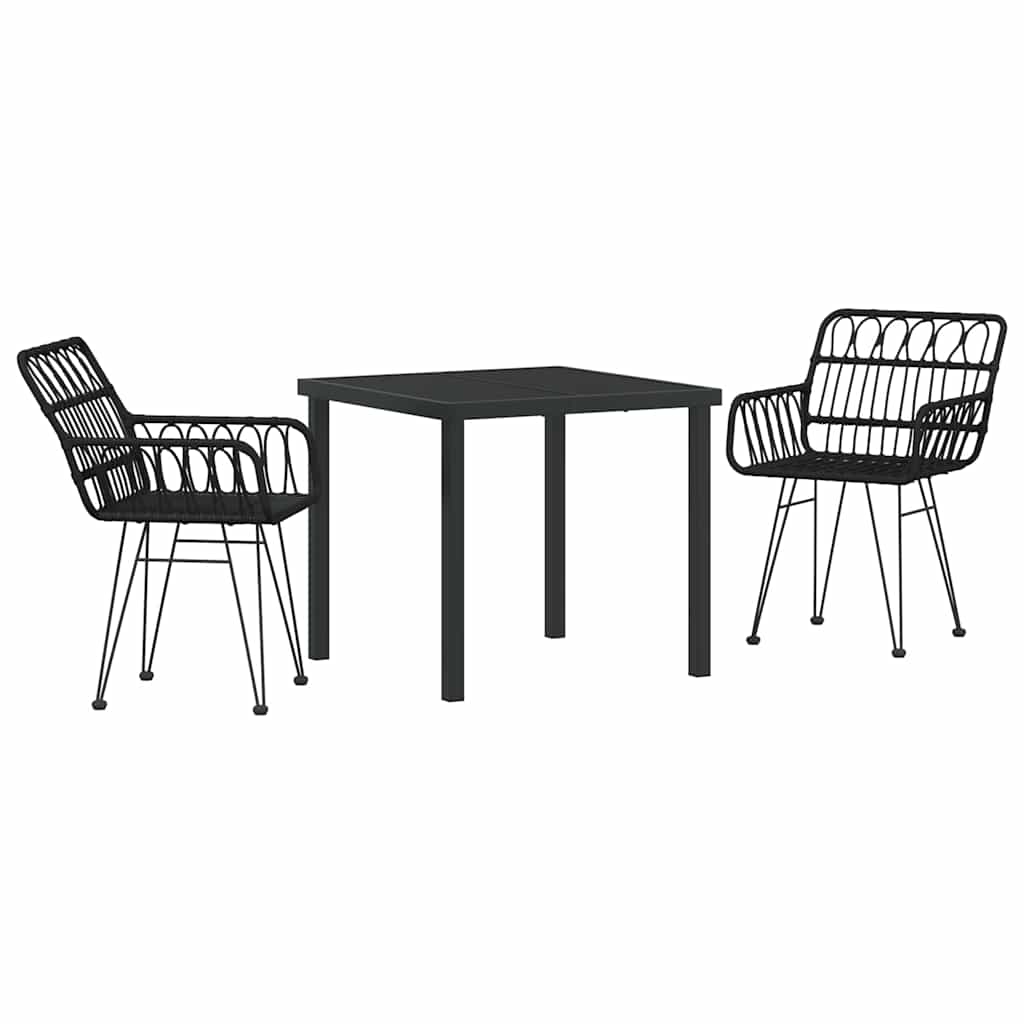 Tuin eettafelset 3 pcs Zwart Gepoedercoat staal is nu te koop bij PeponiXL, paradijselijk wonen!