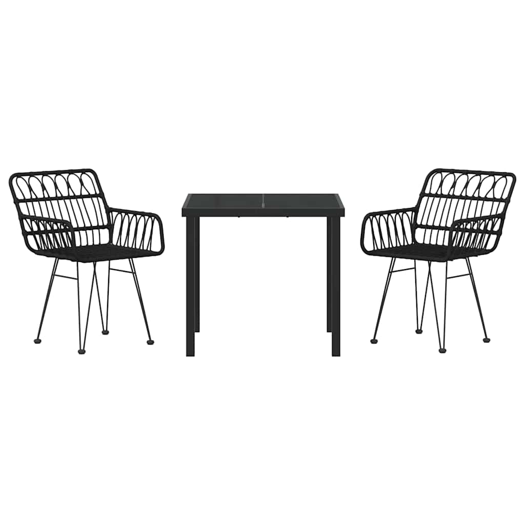 Tuin eettafelset 3 pcs Zwart Gepoedercoat staal is nu te koop bij PeponiXL, paradijselijk wonen!