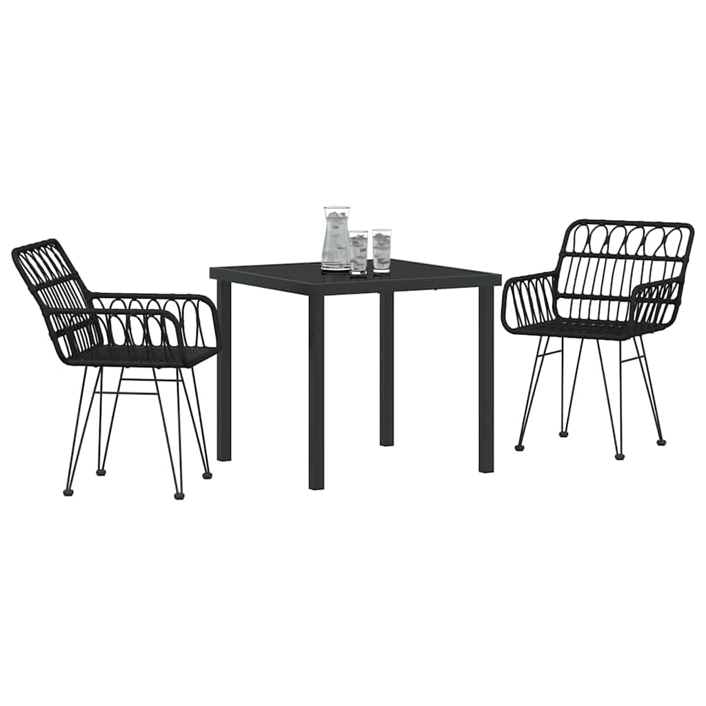 Tuin eettafelset 3 pcs Zwart Gepoedercoat staal is nu te koop bij PeponiXL, paradijselijk wonen!