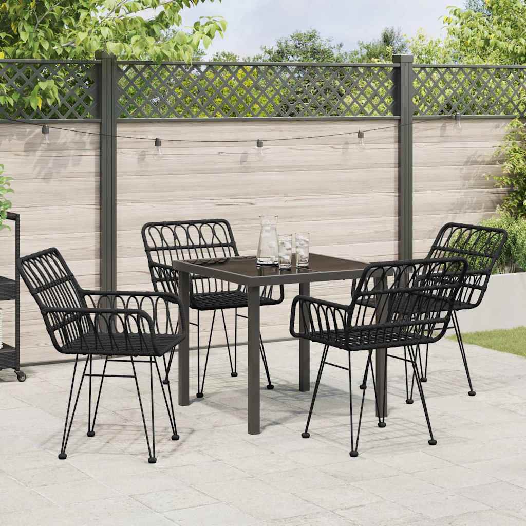 Tuin eettafelset 5 pcs Zwart Gepoedercoat staal is nu te koop bij PeponiXL, paradijselijk wonen!