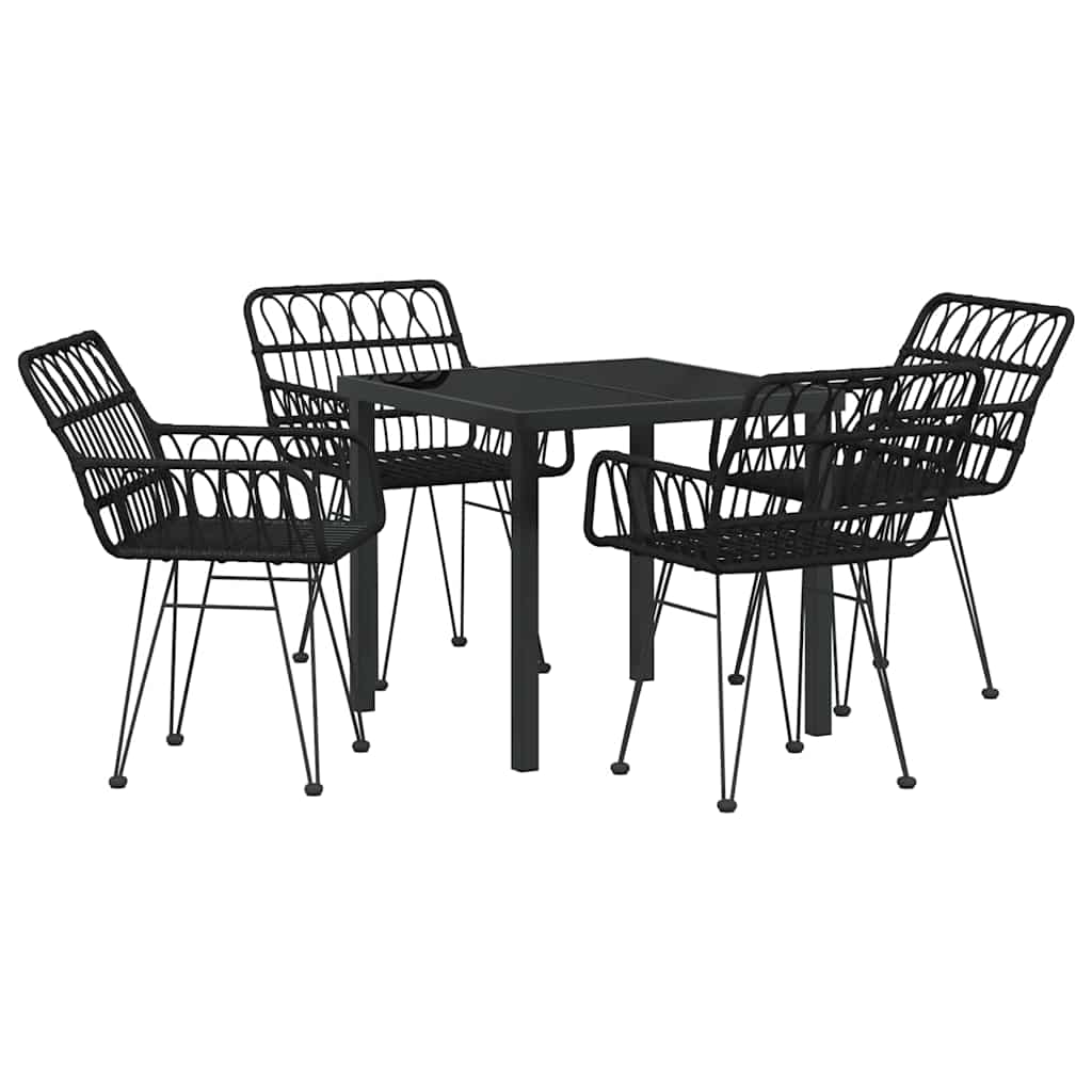 Tuin eettafelset 5 pcs Zwart Gepoedercoat staal is nu te koop bij PeponiXL, paradijselijk wonen!