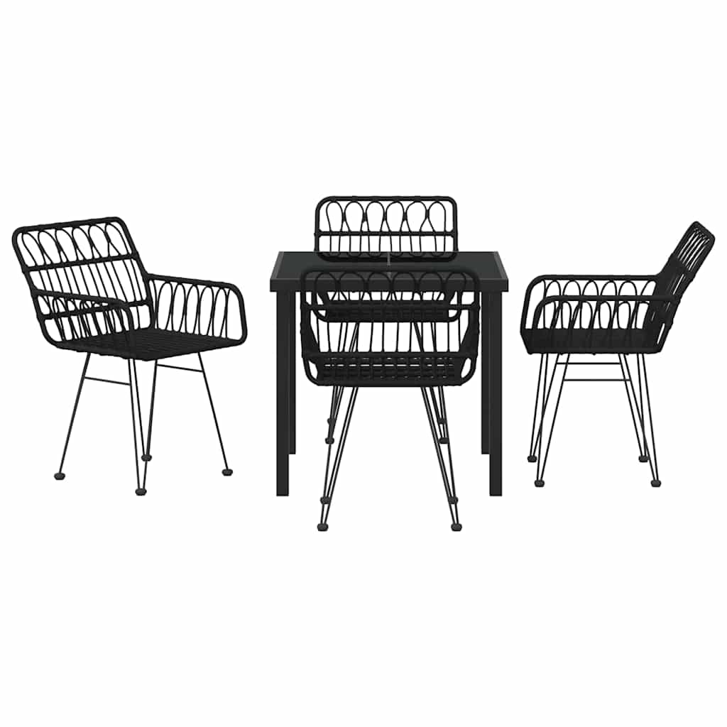 Tuin eettafelset 5 pcs Zwart Gepoedercoat staal is nu te koop bij PeponiXL, paradijselijk wonen!