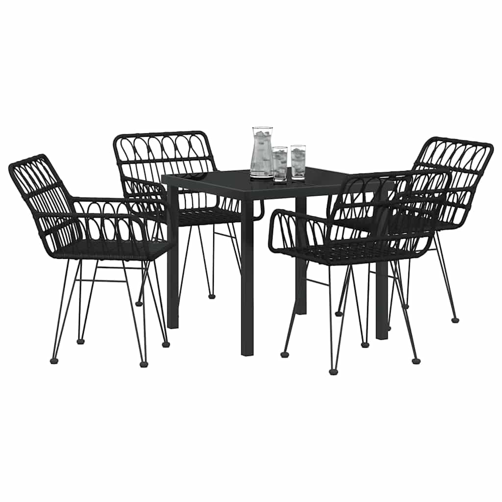 Tuin eettafelset 5 pcs Zwart Gepoedercoat staal is nu te koop bij PeponiXL, paradijselijk wonen!