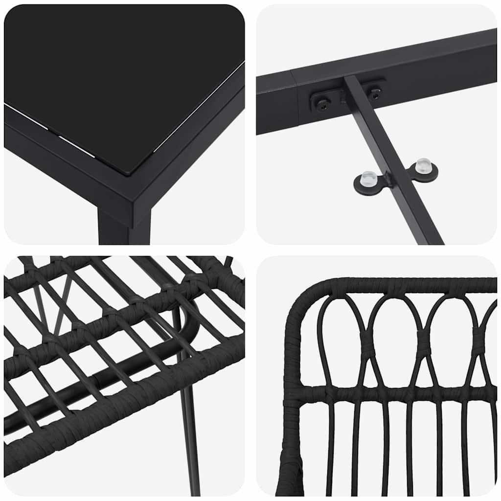 Tuin eettafelset 7 pcs Zwart Gepoedercoat staal is nu te koop bij PeponiXL, paradijselijk wonen!