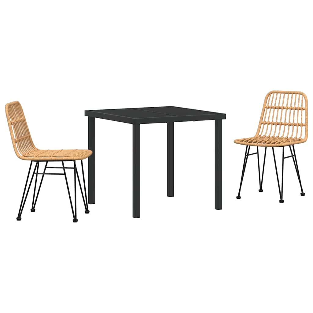 Tuin eettafelset 3 pcs Bruin Gepoedercoat staal is nu te koop bij PeponiXL, paradijselijk wonen!