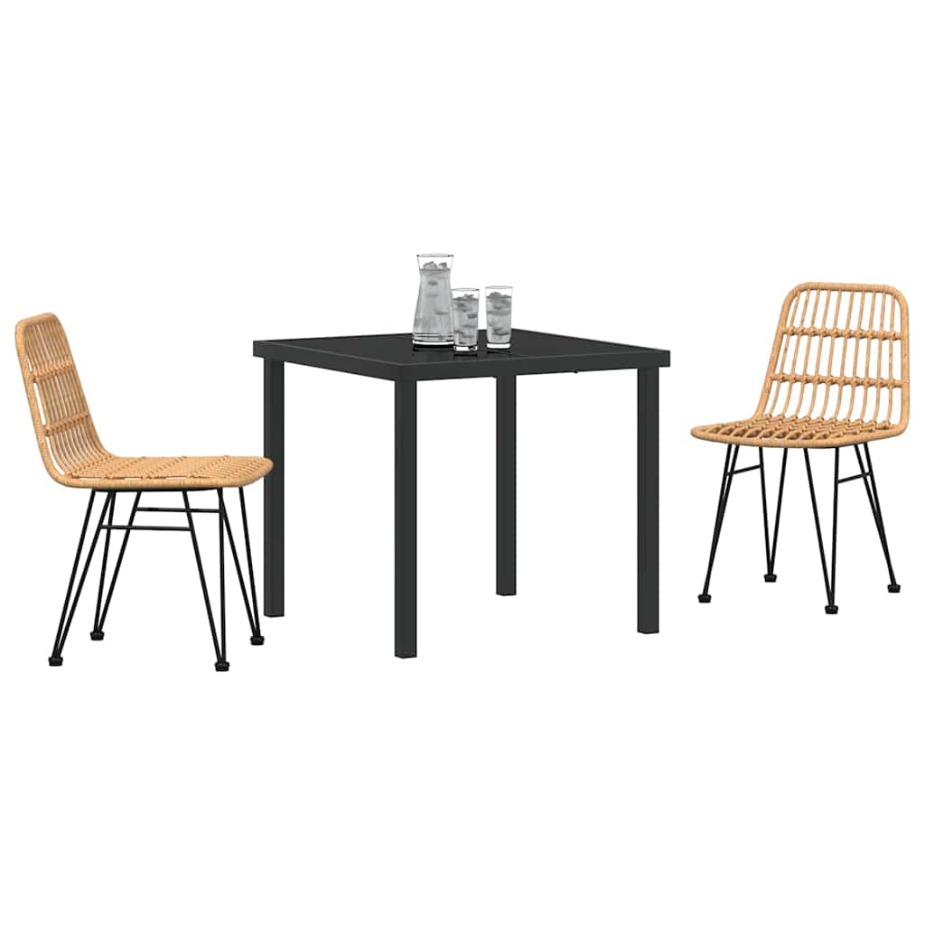 Tuin eettafelset 3 pcs Bruin Gepoedercoat staal is nu te koop bij PeponiXL, paradijselijk wonen!