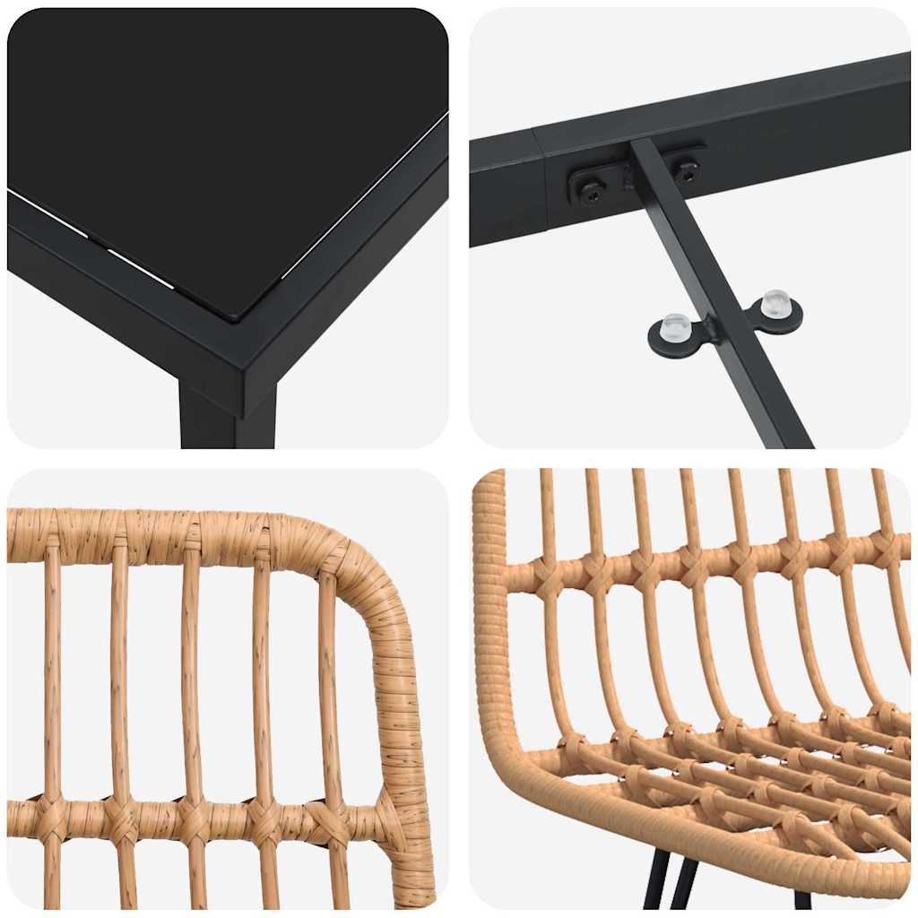 Tuin eettafelset 5 pcs Bruin Gepoedercoat staal is nu te koop bij PeponiXL, paradijselijk wonen!