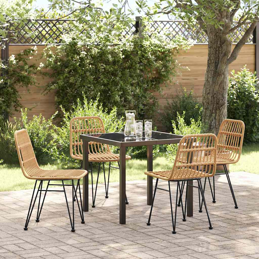 Tuin eettafelset 5 pcs Bruin Gepoedercoat staal is nu te koop bij PeponiXL, paradijselijk wonen!