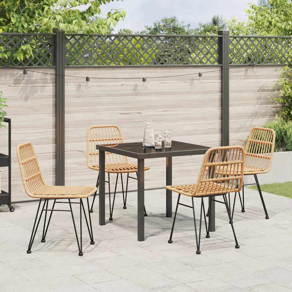 Tuin eettafelset 5 pcs Bruin Gepoedercoat staal is nu te koop bij PeponiXL, paradijselijk wonen!