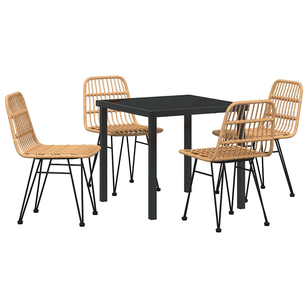 Tuin eettafelset 5 pcs Bruin Gepoedercoat staal is nu te koop bij PeponiXL, paradijselijk wonen!