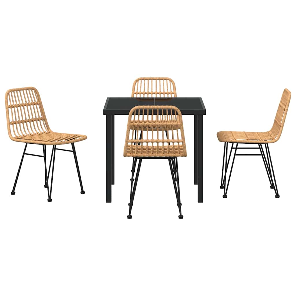 Tuin eettafelset 5 pcs Bruin Gepoedercoat staal is nu te koop bij PeponiXL, paradijselijk wonen!