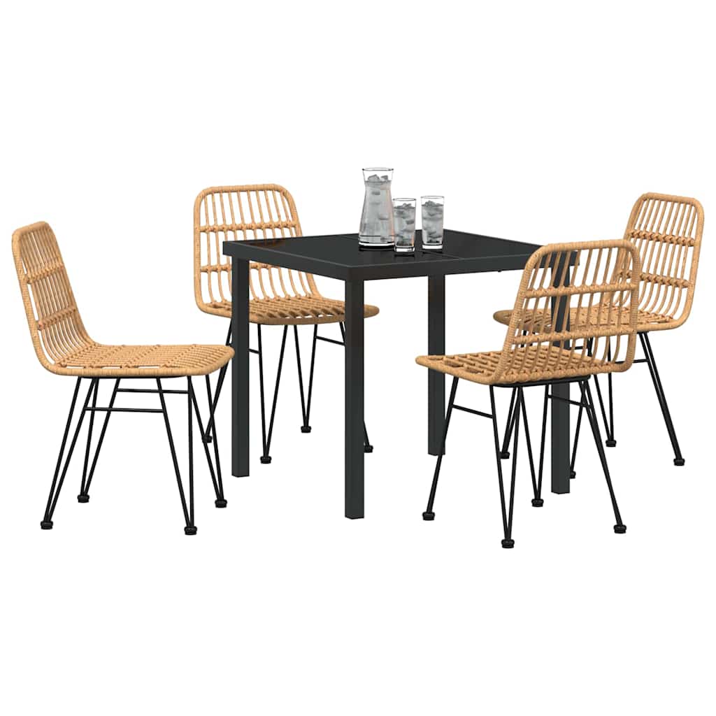 Tuin eettafelset 5 pcs Bruin Gepoedercoat staal is nu te koop bij PeponiXL, paradijselijk wonen!
