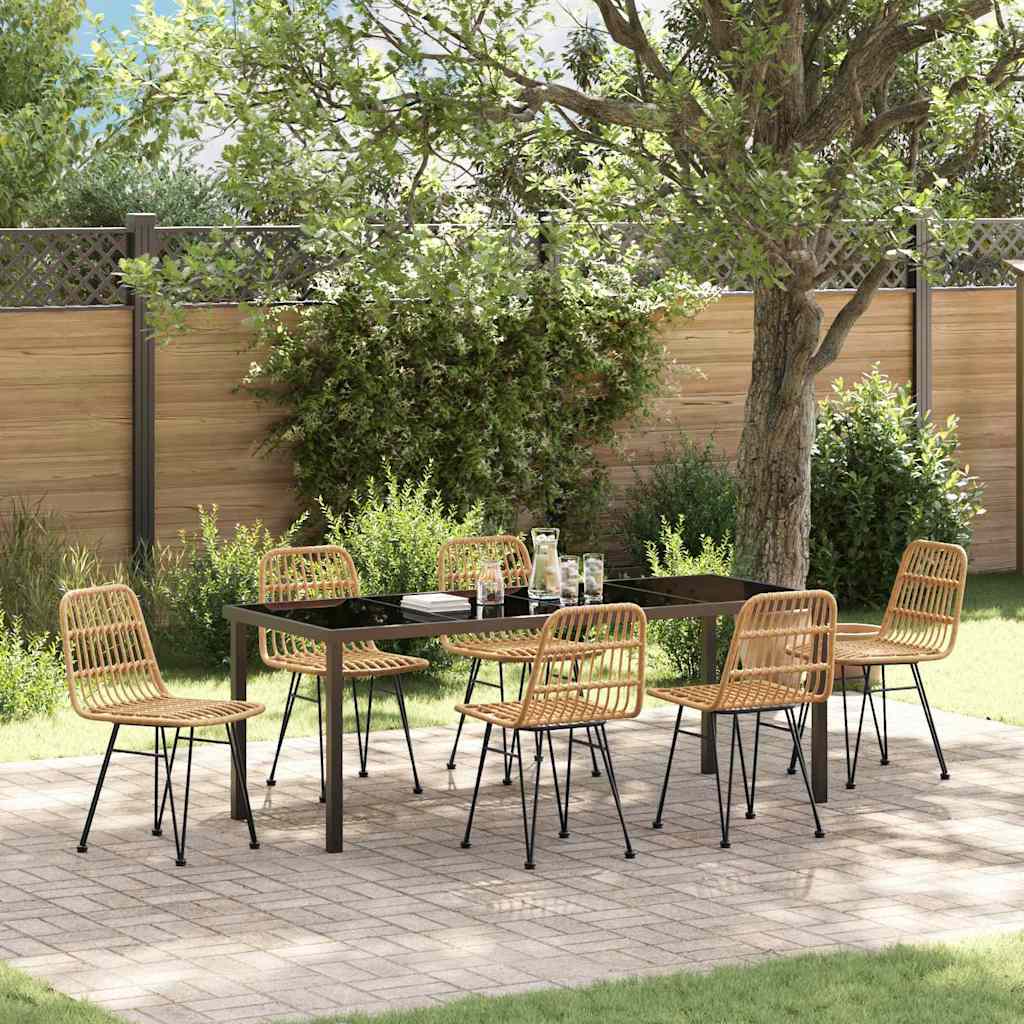 Tuin eettafelset 7 pcs Bruin Gepoedercoat staal is nu te koop bij PeponiXL, paradijselijk wonen!