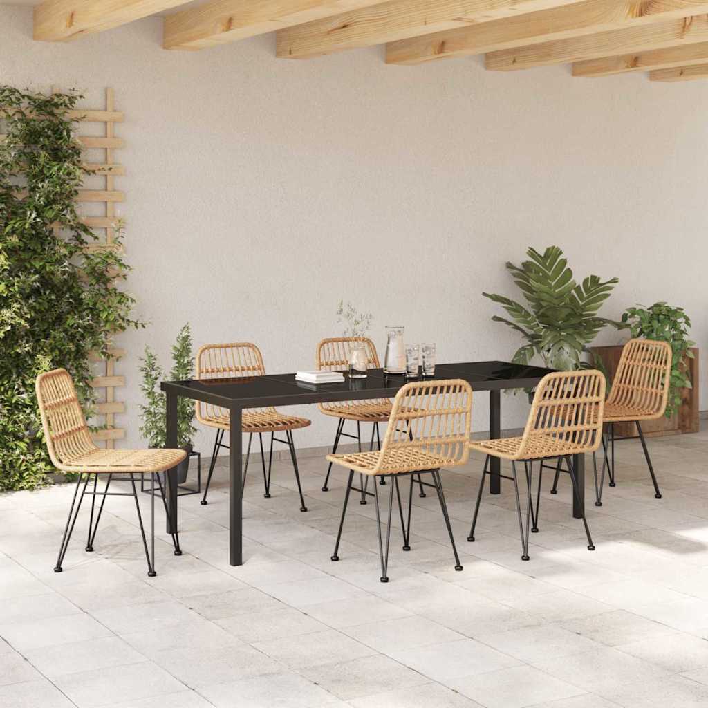 Tuin eettafelset 7 pcs Bruin Gepoedercoat staal is nu te koop bij PeponiXL, paradijselijk wonen!