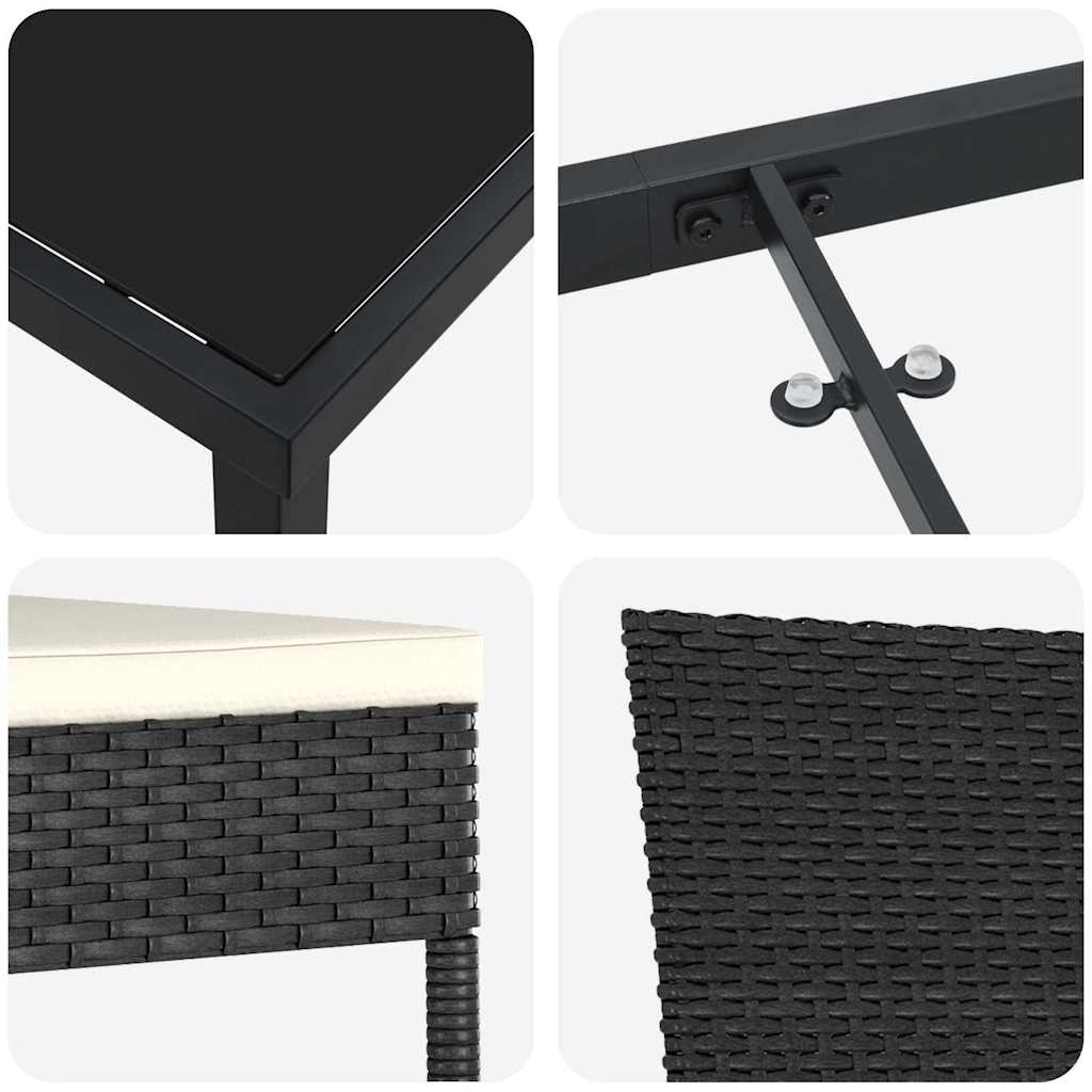 Tuin eettafelset 7 pcs Zwart Gepoedercoat staal is nu te koop bij PeponiXL, paradijselijk wonen!