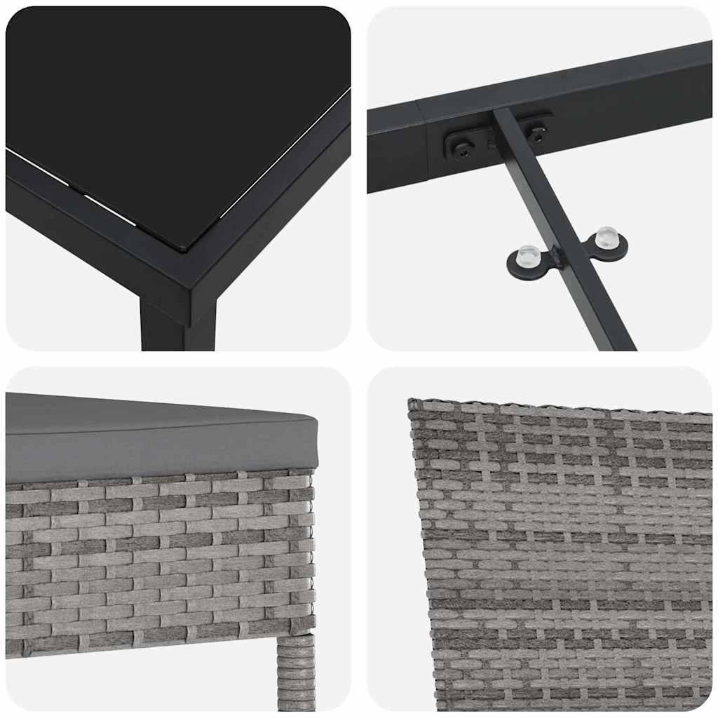 Tuin eettafelset 5 pcs Grijs Gepoedercoat staal is nu te koop bij PeponiXL, paradijselijk wonen!