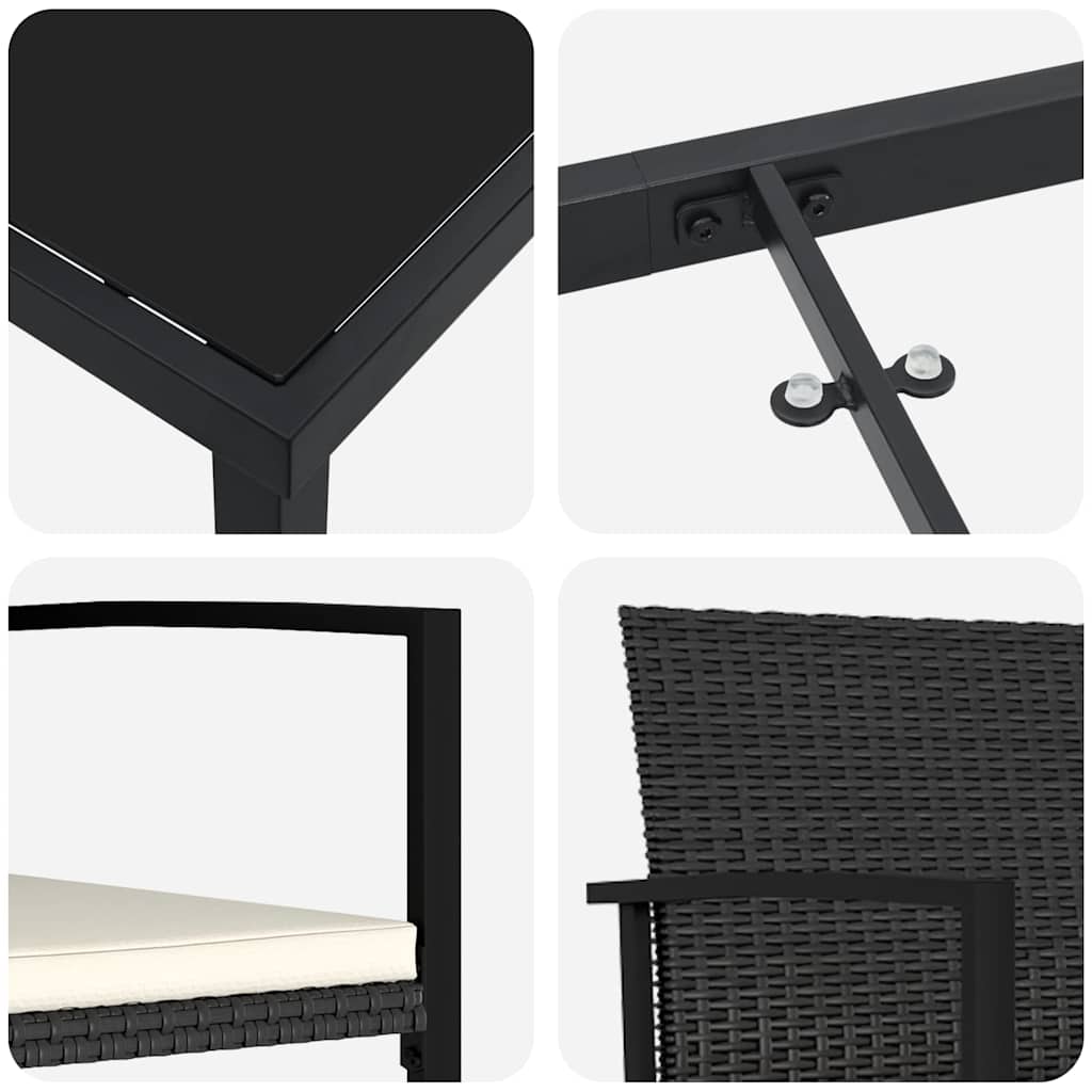 Tuin eettafelset 5 pcs Zwart Gepoedercoat staal is nu te koop bij PeponiXL, paradijselijk wonen!