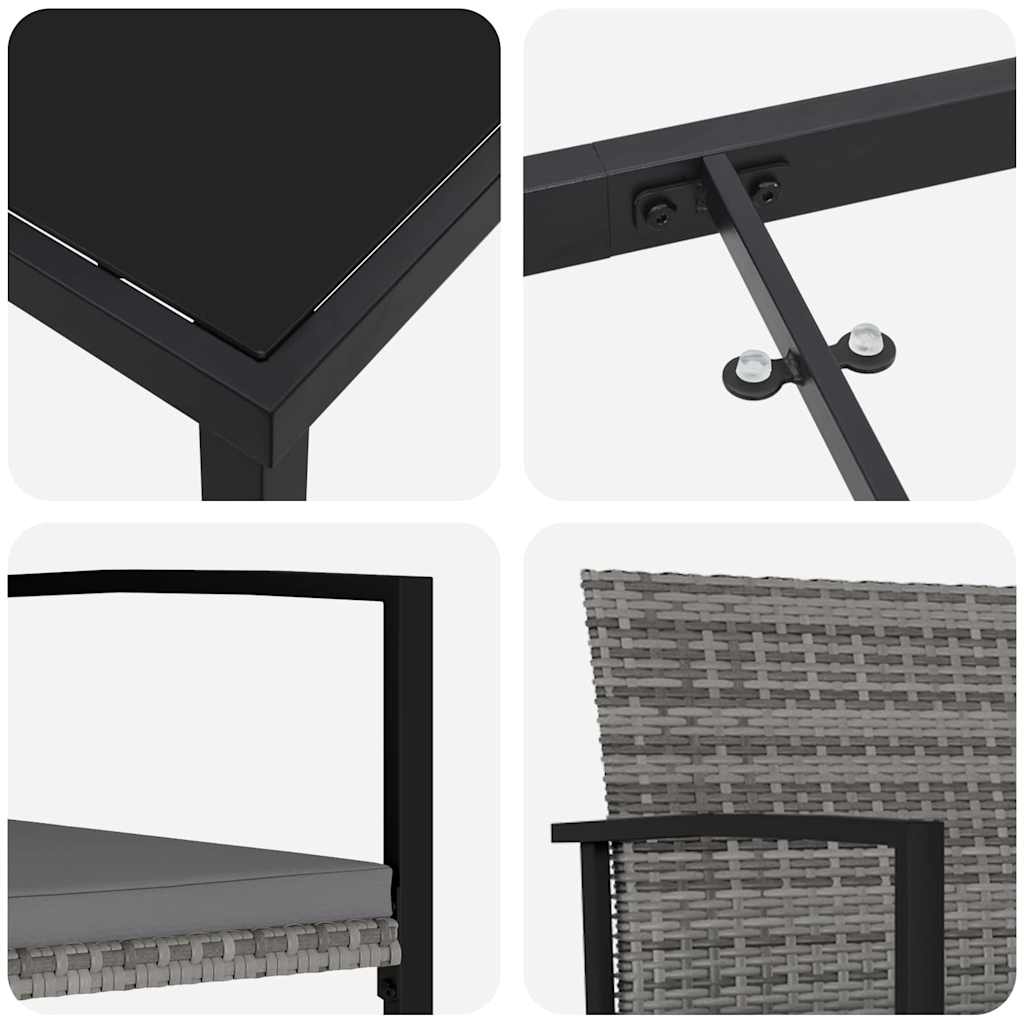 Tuin eettafelset 5 pcs Grijs Gepoedercoat staal is nu te koop bij PeponiXL, paradijselijk wonen!